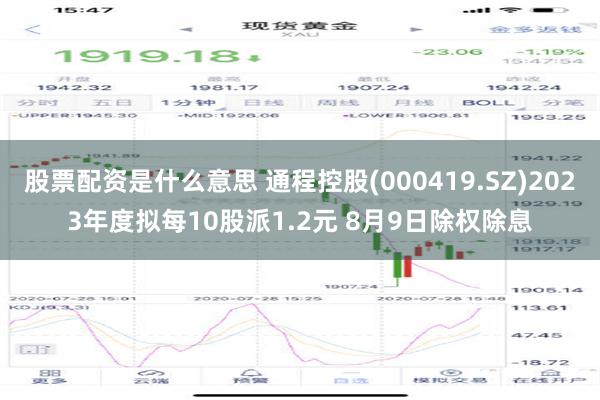 股票配资是什么意思 通程控股(000419.SZ)2023年度拟每10股派1.2元 8月9日除权除息