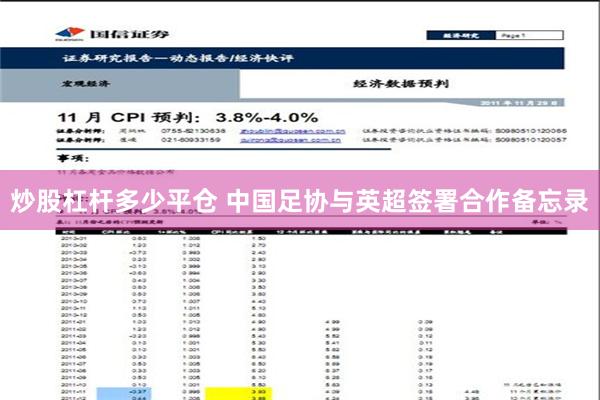 炒股杠杆多少平仓 中国足协与英超签署合作备忘录